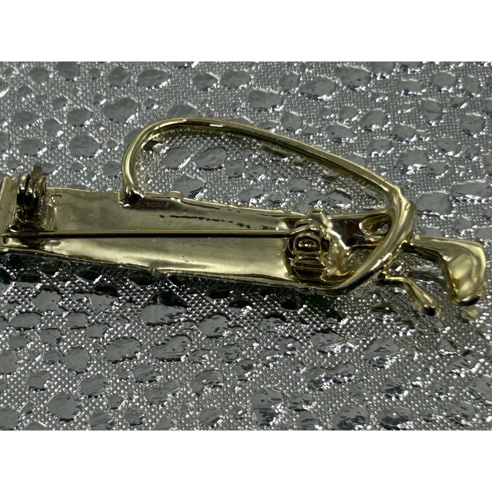 Vintage Gold‎ Tone Enamel Golf Bag Brooch Pin Green Blue Sports Novelty Jewelry